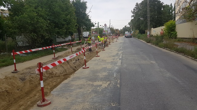 A képen a Berlini utca munkálatai láthatók.