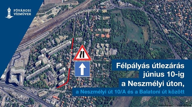 A kép illusztráció, amin térképen mutatjuk a felújítás miatti forgalomváltozást a Neszmélyi úton