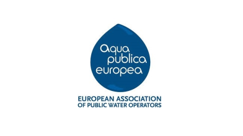 A képen a Aqua Publica Europea (APE), azaz a Vízszolgáltatók Európai Szövetsége logója látható.