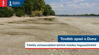 A kép illusztráció, melyen az apadó Duna látható.