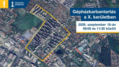 a térkép egy illusztráció, amin a X. kerületben várható nyomáscsökenéssel, vízhiánnyal, vízzavarosodással érintett területeket jelöltük