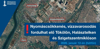 A képen a nyomáscsökkenéssel, vízzavarosodással érintett települések térképe látható.