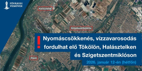 A képen a nyomáscsökkenéssel, vízzavarosodással érintett települések térképe látható.